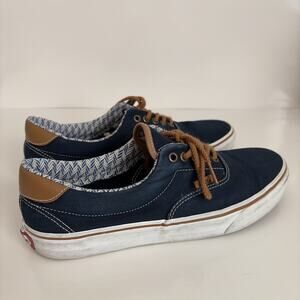 Vans Men’s Era 59 Chevron Navy Canvas Brown Leather Trim Size 10